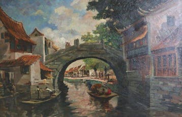 G.T Ubink (1894-1948) - Stadsgezicht Gonchono, Antiek en Kunst