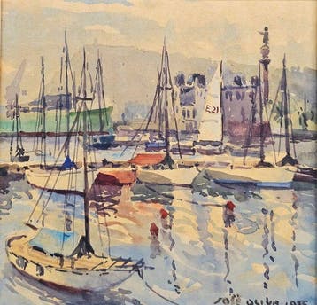 José Olive (1940) - NO RESERVE - View of El Port Vell in