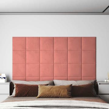 vidaXL Wandhoofdbord 12 pcs Roze Fluweel, Verzenden, Nieuw, Stof