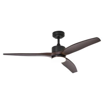 Smart plafondventilator zwart met hout print 132cm incl., Verzenden, Nieuw, Kunststof, Modern