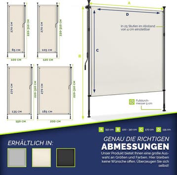 Klemluifel - Balkon luifel - Verticale luifel - 150x310 cm -, Verzenden, Zo goed als nieuw