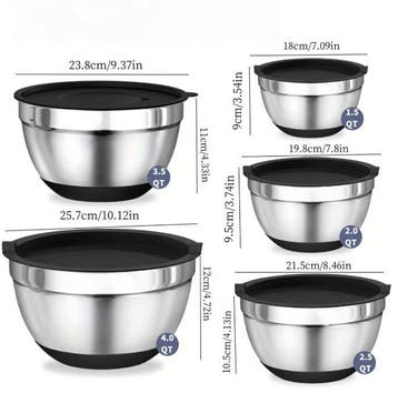 Set van 8 RVS Mengkommen met Deksels Antislip Keukenkomset, Antiek en Kunst, Antiek | Servies compleet, Verzenden