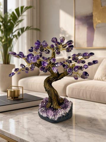 AA+ quality amethyst tree on stand Kristal - Hoogte: 26 cm -