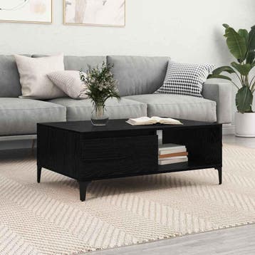 vidaXL Salontafel Zwart eiken 90 x 60 x 35 cm Bewerkt hout, Verzenden, Nieuw, Overige houtsoorten, 50 tot 100 cm