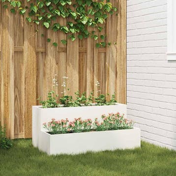 vidaXL Plantenbak Wit 100 x 60 x 45 cm Koudgewalst staal, Verzenden, Nieuw, Metaal, 60 tot 100 cm