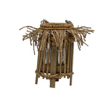 windlicht bamboe rafels 24cm, Verzenden, Nieuw
