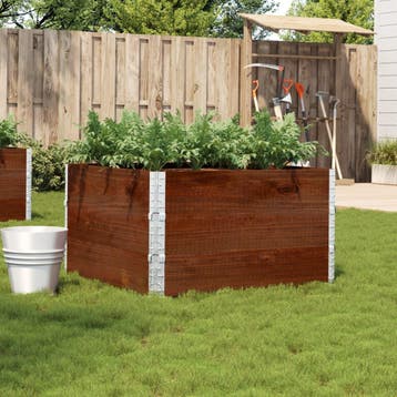 vidaXL Plantenbak 100x100 cm massief grenenhout bruin, Tuin en Terras, Bloembakken en Plantenbakken, Verzenden, Nieuw, Hout