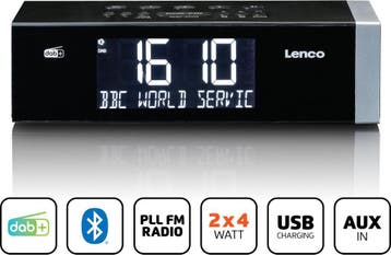 Wekkerradio - Digitale wekker - Alarmklok - Zwart - Lenco -, Verzenden, Zo goed als nieuw