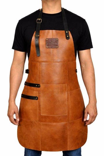 Leren Schort Licht Bruin - Camel - Cognac Heren Barbecue – S, Verzenden, Nieuw