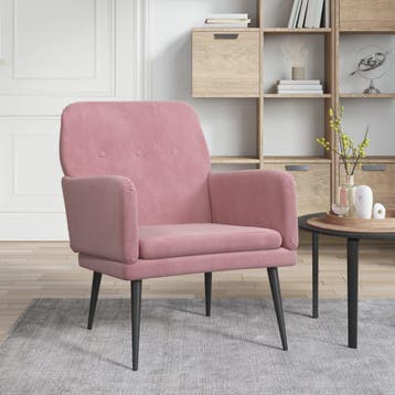vidaXL Fauteuil 62x79x79 cm fluweel roze, Verzenden, Nieuw