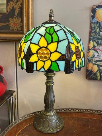 Buffet tafellamp - Glas-in-lood