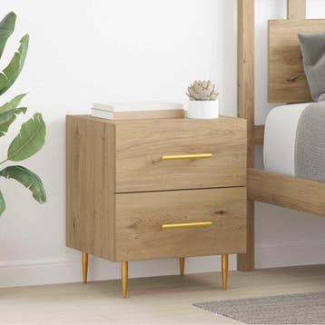 vidaXL Nachtkastje Artisan Eiken 40 x 35 x 47,5 cm Bewerkt, Minder dan 45 cm, Verzenden, Nieuw, Minder dan 55 cm