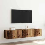 vidaXL TV Wandkast met LED 2 pcs Oudhout 80 x 35 x 31 cm, Minder dan 50 cm, Verzenden, Nieuw, Minder dan 100 cm