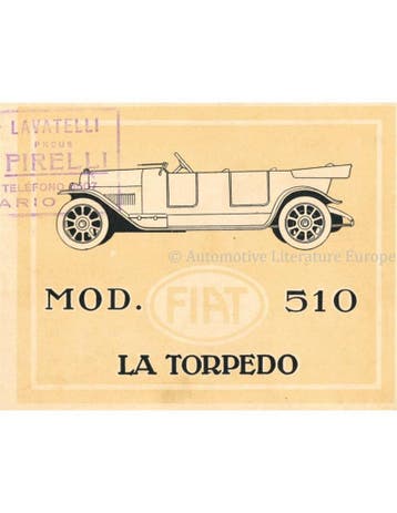1925 FIAT 509 BROCHURE ITALIAANS, Nieuw, Author