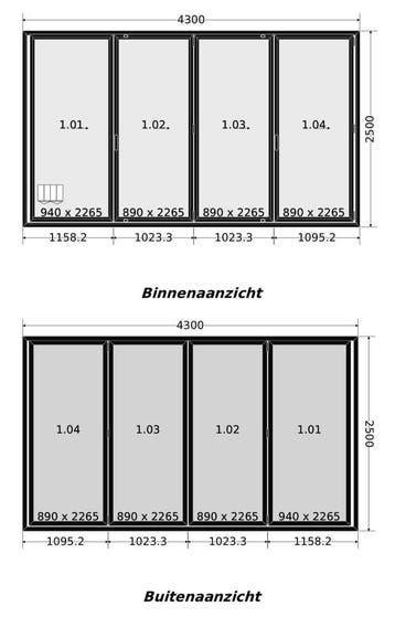 Harmonica deur 430 x 250 cm zwart, Ophalen, 225 cm of meer, Overige typen, Inclusief glas
