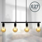 B.K.Licht Retro Vintage Zwarte 4-lichts Hanglamp (E27 max..., Ophalen of Verzenden, Nieuw
