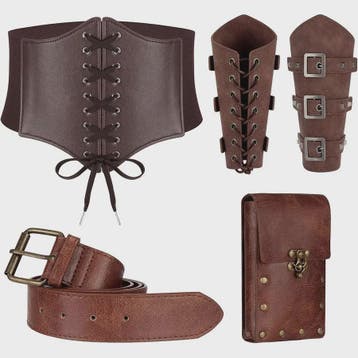 Middeleeuwse Renaissance Kostuum Set: Corset, Riem, Portemon, Verzenden