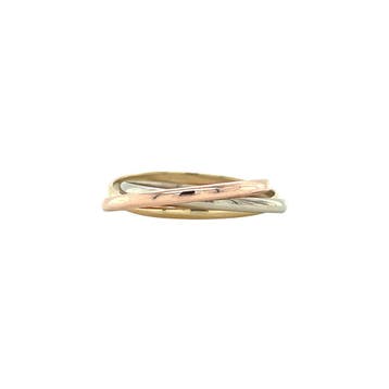 Tricolour gouden trinity ring 14 karaat, Verzenden, Zo goed als nieuw, Goud