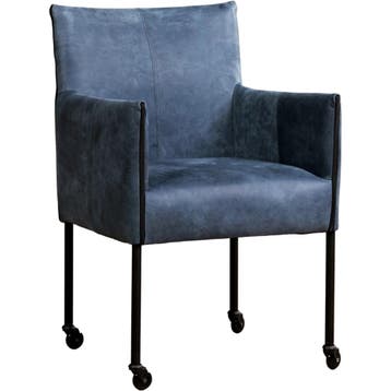 Set van 10 Leren eetkamerstoelen More - Kenia Denim (blauw), Ophalen of Verzenden, Nieuw, Leer