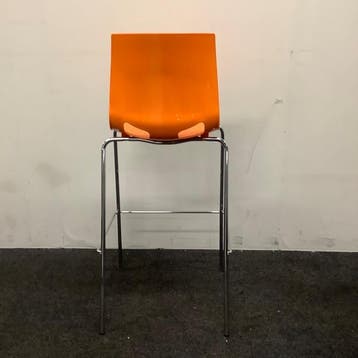 barkruk zithoogte 77 cm, oranje - chroom, Huis en Inrichting, Ophalen of Verzenden, Gebruikt