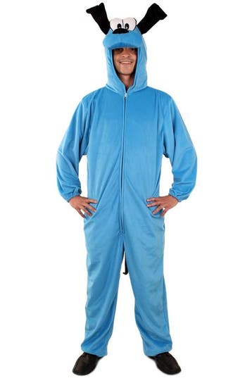 KIMU® Blauwe Hond Kostuum Foofur L-XL Hondenpak Pak Mascotte, Maat 52/54 (L), Carnaval, Nieuw, Ophalen of Verzenden