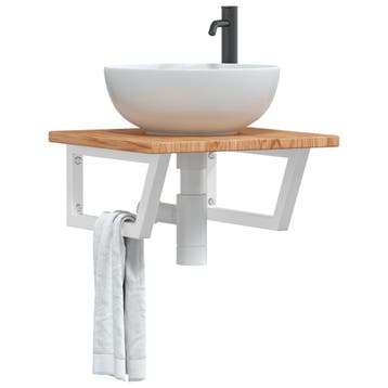 vidaXL Badkamer wandschap staal en massief eikenhout, Verzenden, Nieuw