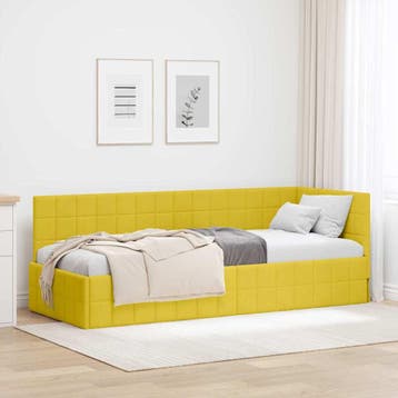 vidaXL Hoekbedframe Geel 80 x 200 cm Fluweel, Verzenden, Nieuw, Eenpersoons, Stof