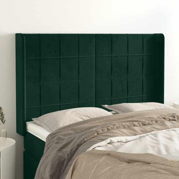 vidaXL Hoofdbord met randen 147x16x118/128 cm fluweel, Huis en Inrichting, Verzenden, Nieuw, Groen, Stof