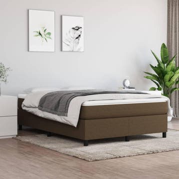 vidaXL Boxspring met matras stof donkerbruin 140x190 cm, Bruin, Verzenden, Stof, Nieuw