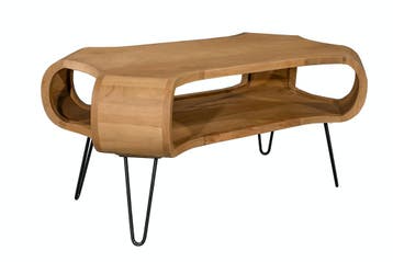 Salontafel ORGANIC LIVING 100cm met hairpin poten mangohout, Ophalen of Verzenden, Nieuw