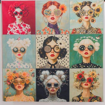 AA189 - Artistiek Paneel 9 Portretten – Stijl Fashion & Pop