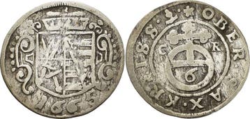 6 Pfennig 1665, Sachsen-kurlinie ab 1547 (albertiner) Joh..., Verzenden