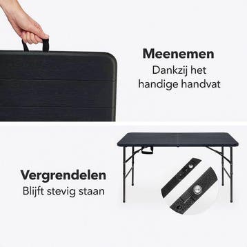 2dekans | LifeGoods Inklapbare Tafel - 124x61,5 cm - Stevige, Huis en Inrichting, Tafels | Eettafels, Ophalen of Verzenden, Zo goed als nieuw