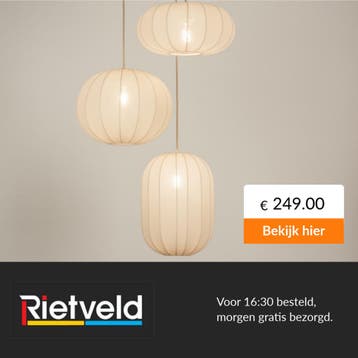 Rietveld-Hanglampen-Beige, Zand-Stof, Metaal, Verzenden, Nieuw