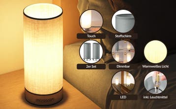 Tafellamp Poppy Set van 2 Grijs Dimbaar (Lampen, Interieur), Huis en Inrichting, Lampen | Hanglampen, Verzenden, Nieuw