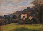 M. Scaglia (XIX-XX) - Val Patonera 1916 - Paesaggio con case