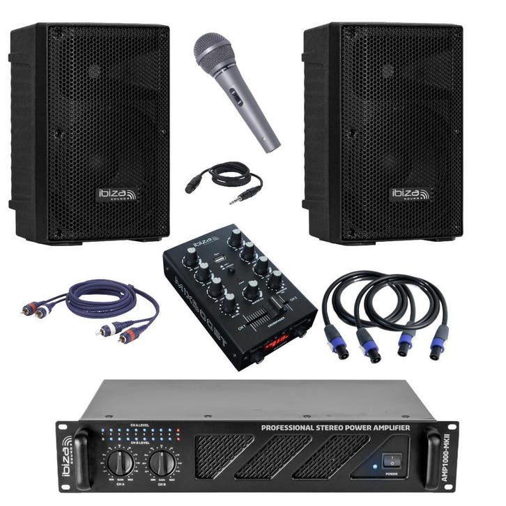 Pa beginners set 2 x 12Inch 2 x 800 Watt Max, Muziek en Instrumenten, Versterkers | Keyboard, Monitor en PA, 500 tot 1000 watt