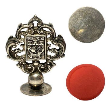 Exquisite Portuguese Solid Silver Wax Seal featuring the