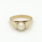 Ring - 18 karaat Geel goud Parel, Nieuw