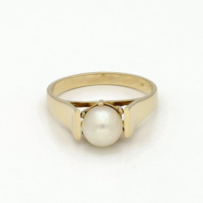 Ring - 18 karaat Geel goud Parel, Sieraden, Tassen en Uiterlijk, Ringen