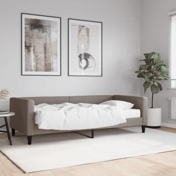 vidaXL Slaapbank met matras 90x200 cm stof taupe, Huis en Inrichting, Slaapkamer | Bedden, 90 cm, Eenpersoons, Verzenden, Nieuw
