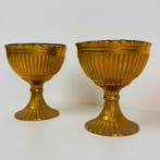 Schaal (2) - Zware messing met glas Arcoroc France Dessert