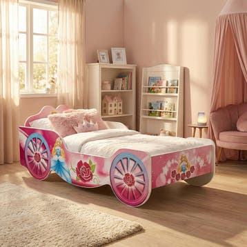 Kinderbed Koets Roze Grenen | A-kwaliteit | Beste Prijs, Nieuw, 70 tot 85 cm, Lattenbodem, 140 tot 160 cm