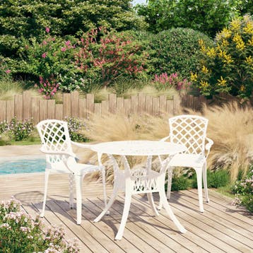 vidaXL 3-delige Bistroset gietaluminium wit, Tuin en Terras, Tuinsets en Loungesets, Verzenden, Nieuw, Aluminium, 2 zitplaatsen