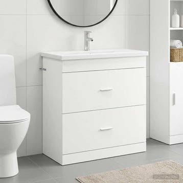 vidaXL Badkamermeubelset Wit 81 x 40 x 84,5 cm Bewerkt hout, Verzenden, Nieuw