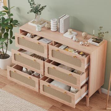 Retro Rotan Ladekast met 5 of 6 Laden - Stijlvolle Opbergkas, Verzenden, Nieuw