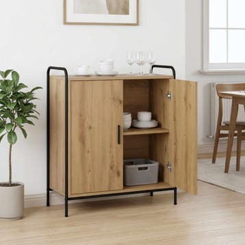 vidaXL Dressoir Artisanaal eiken 97 x 33 x 81 cm Bewerkt, Huis en Inrichting, Verzenden, Nieuw, Overige houtsoorten, Minder dan 50 cm