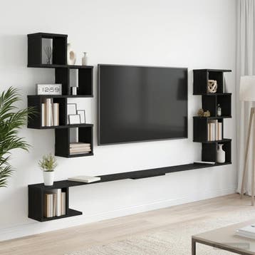 vidaXL Vaste TV Plank Zwart eiken 180 x 15 x 94 cm Bewerkt, Verzenden, Nieuw