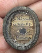 Reliekhouder - Brons, Glas, Textiel - 1800-1850 - Sint, Antiek en Kunst
