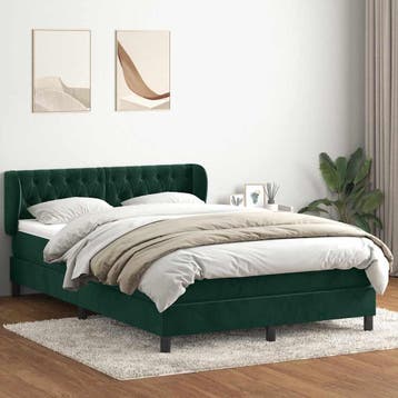 vidaXL Boxspring met matras fluweel donkergroen 160x220 cm, Verzenden, Nieuw, Groen, Stof